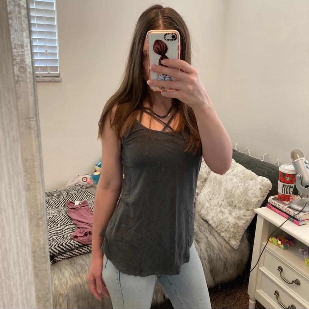 AE charcoal strappy tank